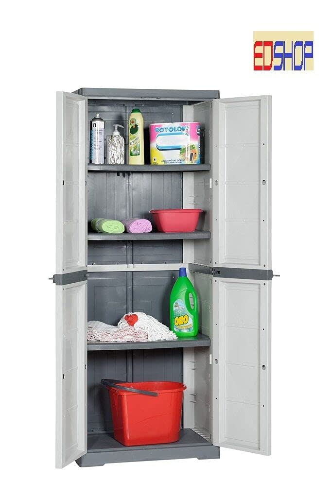 Armadio Mobile in Resina Plastica Tuttopiani per esterno dotato di 3 Mensole 65x37x167