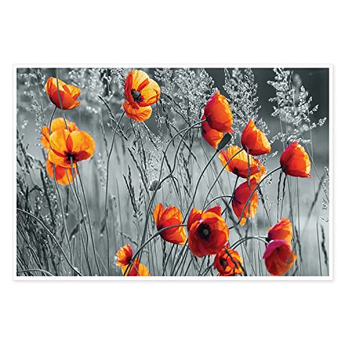 Abstract Red Poppies Canvas Painting Modern Abstract Wall Art Red Flowers Posters And Prints Wall Decor Unframe Wall Artwork Home Decor Office Kitchen Wall Decoration For Home Classroom Office Living Room Men's Bedroom 12X18Inch #TOP1