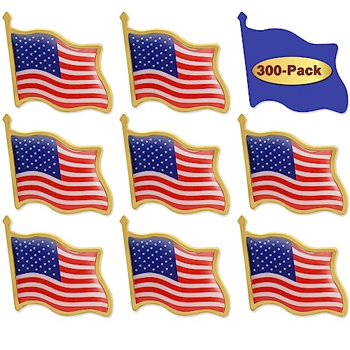 50/100/200/300Pack American Flag Lapel Pins Bulk Metal - USA United States Patriotic Souvenir Badge Pins For Memorial Veteran Day Patriotic Party