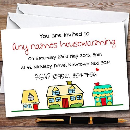 Doodle Houses Personalized Housewarming Party Invitations