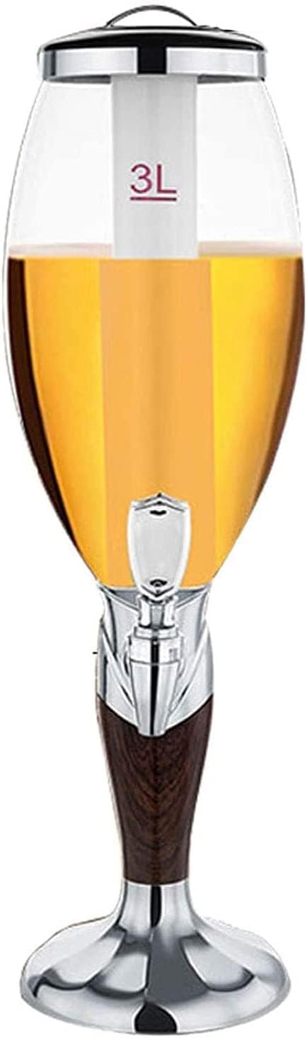 JYBNBBE Beer Tower Dispenser, Drink Dispenser Drinks Dispenser for Parties 1.5L/3L Beer Tower Dispenser With Removable Ice Tube, Drink Dispenser With Spigot For Parties,Gold-1.5L (Silver 1.5L)