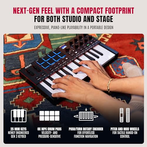 Image of Akai MPK MINI MK4 Compact Midi Keyboard and Pad MIDI Controller Black