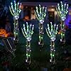 LustLocke Halloween Solar Leuchtende Skelett Hand Gartenstecker 5 Stück Set, Halloween Skelett Deko Garten, 8 Beleuchtungsmodi, 150 LED, IP65-Wasserdicht für Außen, Innenhöfe, Wege & Rasenflächen