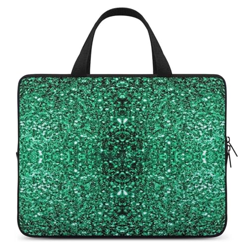 Beautiful Emerald Green Glitter Sparkles Carrying Laptop Bag Slim Briefcase Computer Case Business Handbag Backpack