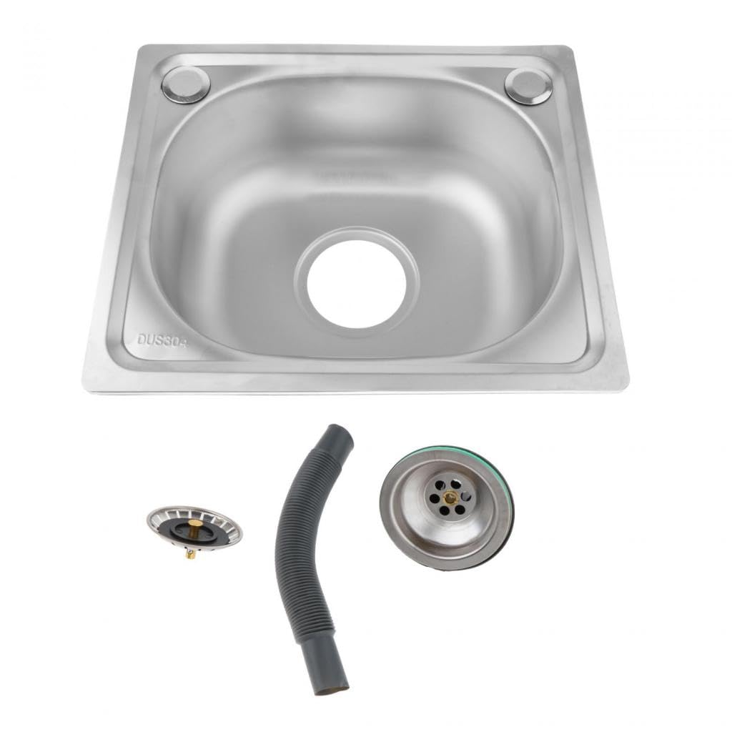 Évier de Cuisine à Encastrer 14,57inchx12,20inch Évier de lavabo rectangulaire 1 Bac, Evier Inox avec Filtre de Vidange, Argenté