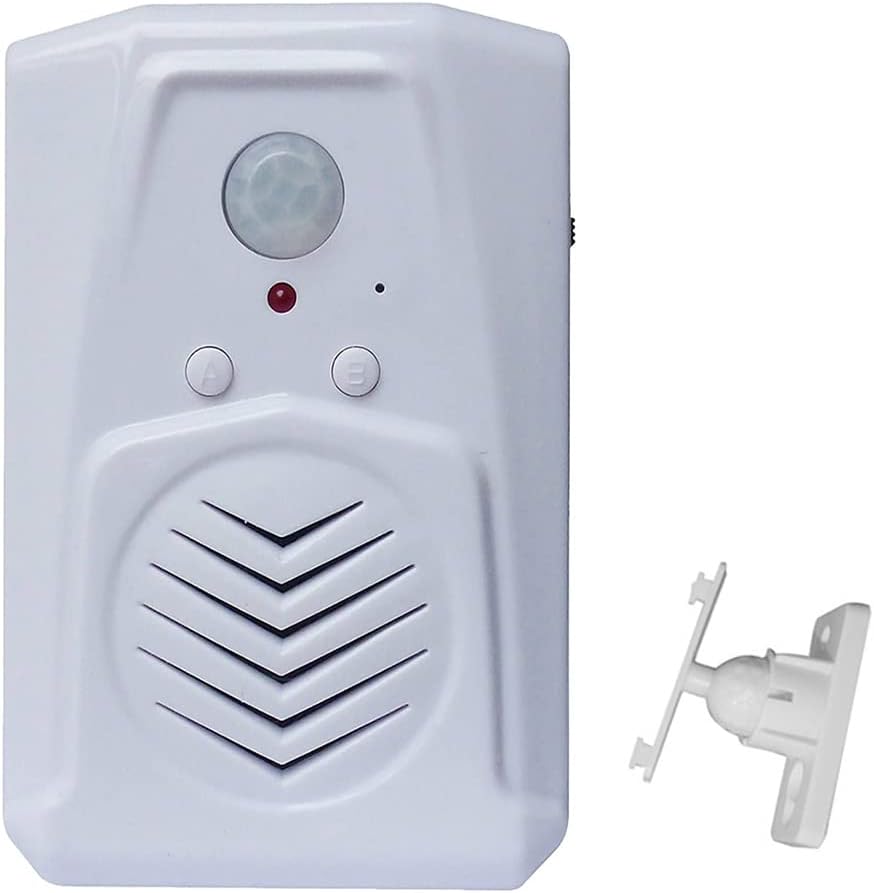 Replaceable Voice PIR Infrared Motion Sensor Activated MP3 Audio Files to Play Speech for Welcome Doorbell,Shop Store,Halloween,Christmas,Sound Player Speaker with USB Cable (White)