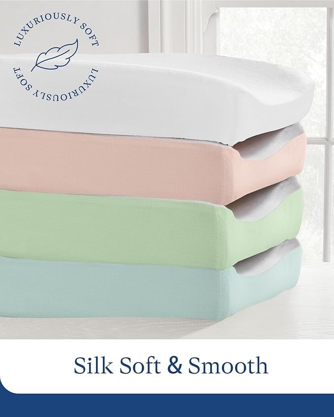 Image of Supersoft Diaper Changing Pad Covers, 2-Pack Premium Bamboo Viscose Change Table Pad Covers for Baby Girls and Boys, Hypoallergenic Stretchy Changing Table Cover Sheets