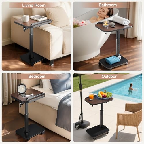 Mesa de altura ajustable portatil con ruedas para salon y dormitorio 8