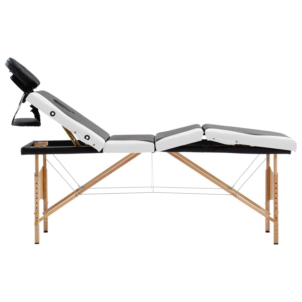 Generisch Massageliege Klappbar 4-Zonen mit Holzgestell Schwarz und Weiß,Gesundheit & Schönheit,Körperpflege,Massage & Entspannung,Massagetische,24.75KG,110220