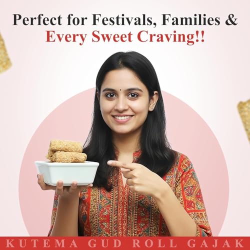 Image of Panchhi Kutema Roll Gur Gajak 250g - Traditional Agra Gazak (Since 1926), Gajak Roll Made with Sesame Seeds, Gur & Dry Fruits|Crispy Tilkut Chikki, Healthy Jaggery Sweet for Winter, Festival & Gift