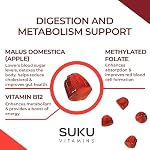 SUKU Vitamins Sugar-Free & Sugar-Alcohol-Free Keto Apple Cider Vinegar Gummies with Mother | 1020mg per Serving | ACV Gummies with B12 | Metabolism Gummies for Healthy Gut, Digestion & Energy Boosting