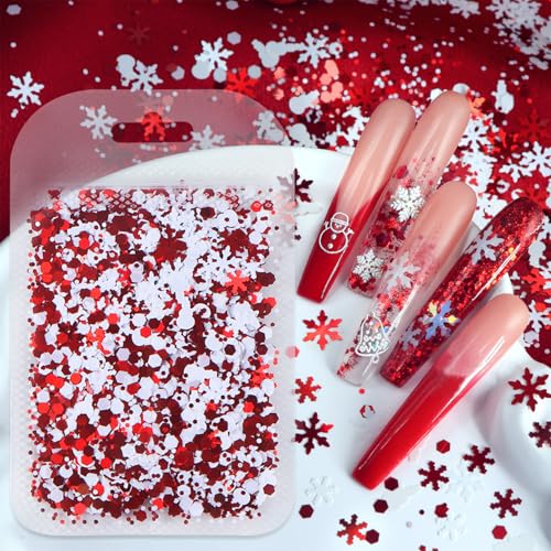 Tyuimhx Christmas Nail Art Glitter Sequins 3D Holographic Snowflake Nail