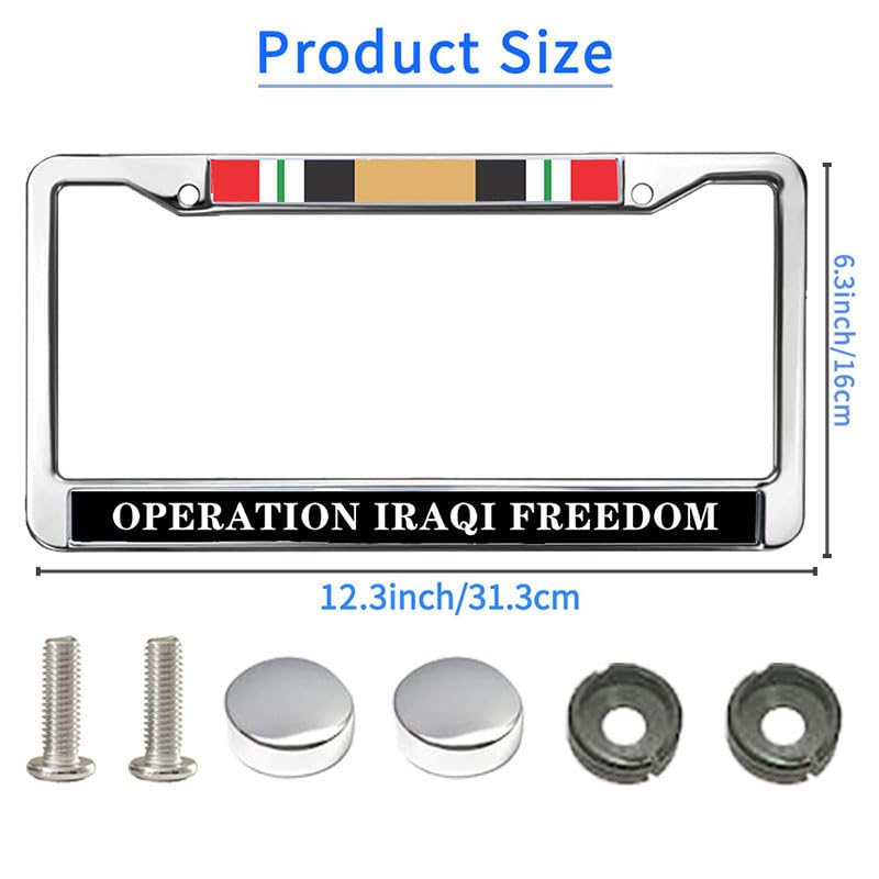 Image of Iraqi War Veteran License Plate Frame Chrome US Military Veteran Scratch-Resistant License Plate Frame