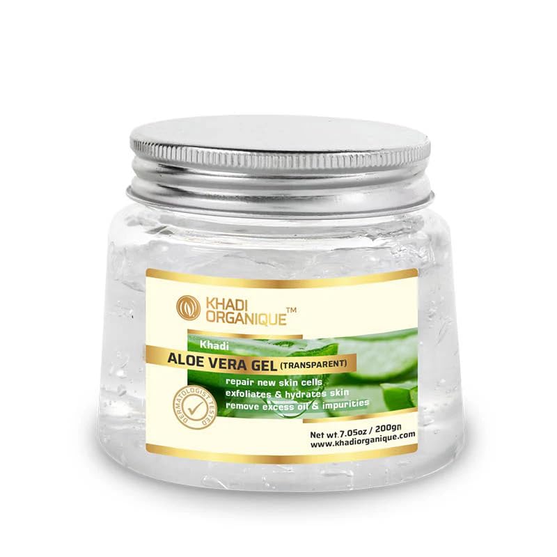 Khadi-Organique Alove vera Gel (Transparent) for Daily Face Moisturization | Aloe vera Extract, Ashwagandha Extract, Comfrey Extract, Liquorice extract - 200gm/7.05 fl oz