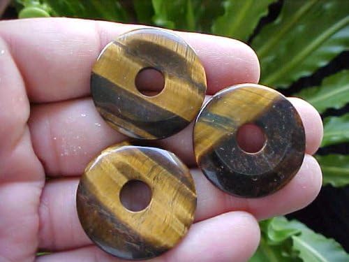 Zs5019 Gemqz Tiger Eye Loose Donut 3 Pcs From Africa !!!!