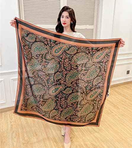 K-Elewon Large Square Scarf 43" Silk Scarf Fashion Scarves Silk Feeling Hair Wrapping Scarfs Night Sleeping Headscarf2
