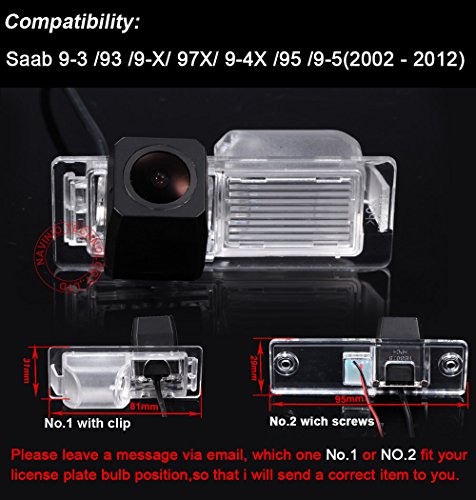 HD CCD Reversing Camera Number Plate Parking Aid Night Vision for Saab 9-3/93/9-X/97X/9-4X/95/9-5 (No.1 with Clip) - Image 2