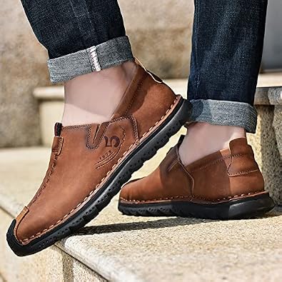 Men's Leather Shoes Casual Loafers Slip on Comfortable Walking Driving Shoes for Men