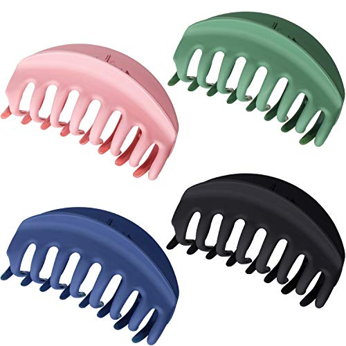 4 Pieces Big Hair Claw Clips Colorful Nonslip Large Claw Clip for Women and Girls Thin Hair, Strong Hold Hair Clips Hair Grip Clamps Styling Accessories for Women Girls