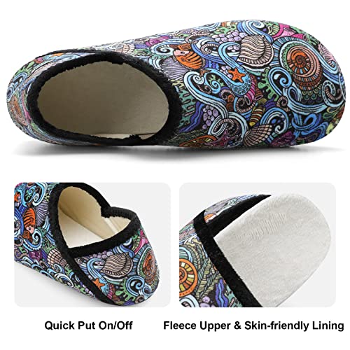 Image of Fires Womens Mens Slippers with Rubber Sole Soft-Lightweight House Slipper Socks Around House Shoes Non Slip Indoor /Outdoor