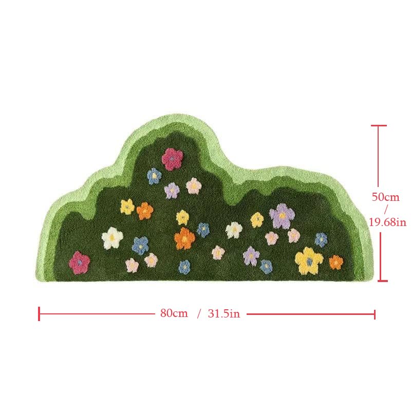 Tapete decorativo verde con diseño floral y base antideslizante miniatura 2