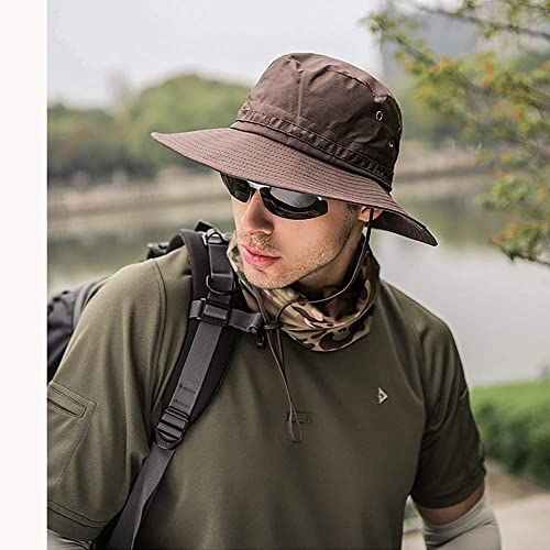 Peicees Mens Sun Hat Sun Protection Upf 50+ Fishing Hat Safari Hat For Women Men Boonie Hat, Cowboy/Brown #TOP3