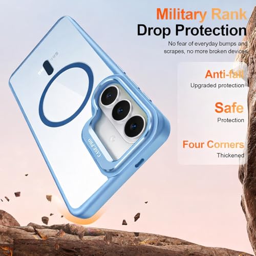 Image of VONZEE Compatible for Samsung S26 Plus 5G Case, Compatible with MagSafe, Military-Grade Protective Case, Built-in Stash Stand Phone Case, Scratch-Resistant Back Cover, Classic Series|Official Blue