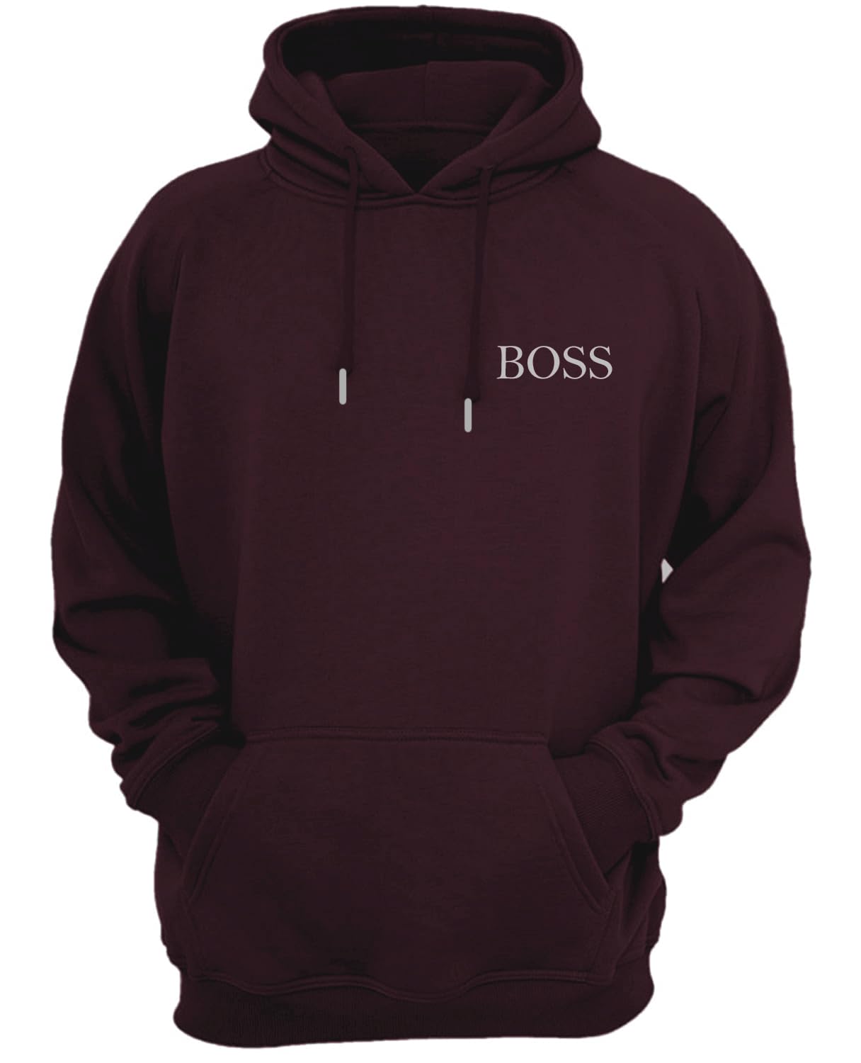 Unisex-Adult Fleece Hooded Regular Fit Sweatshirt (Rs-Hood-Jkt-Print-Boss-Wine-M_Wine_Medium)