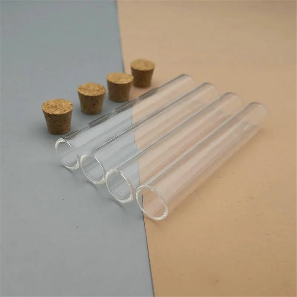 probówki z przezroczystego szkła, Probówki szklane z korkami płaskim dnem 12x75mm 20/50/100 szt(100pcs)