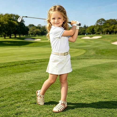 Image of Toddler Girl Sandals with Flower, ‌Breathable Leather kids Closed Toe Sandals, Soft Rubber Non-Slip Summer Shoes for Little Girls 2-7 Years