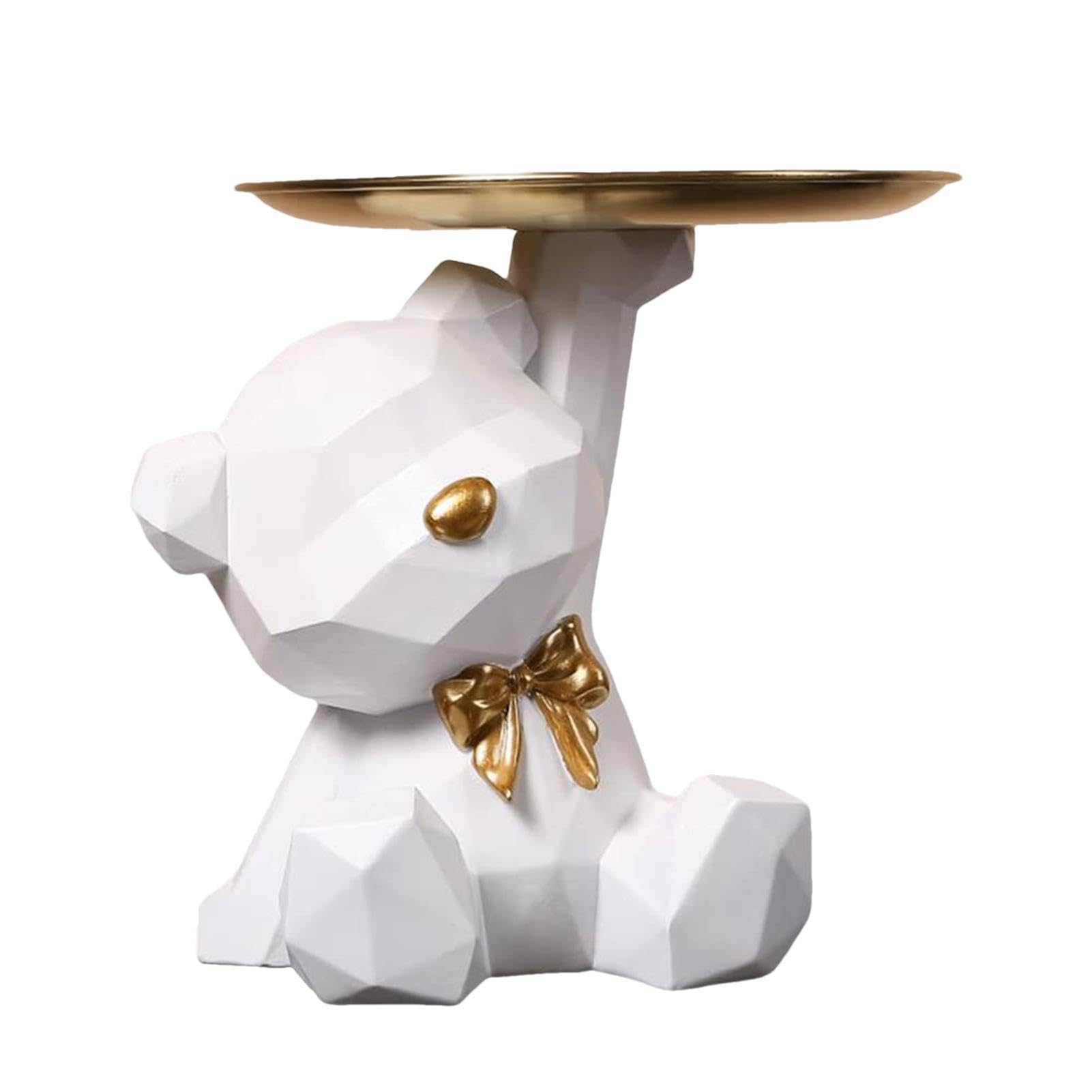 Adorabile vassoio portaoggetti a forma di orso, vassoio portaoggetti a forma di orso, decorazione di orso affascinante in resina | decorazione per cabina su piedistallo, ornamento per statuette per la