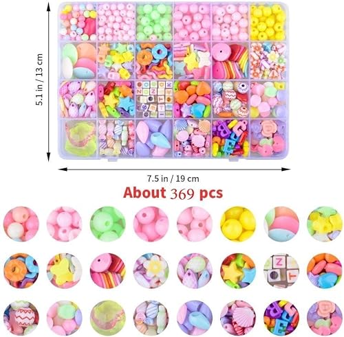 Image of MAGHROLA Beads Kit for Kids - Colorful Bracelet Beads Set with Clay Charms | DIY Jewelry Making Kit for Girls, Women | Arts & Crafts Bead Kit with Pony Beads, Plastic Beads | Gift Box Set (Pack of 1)
