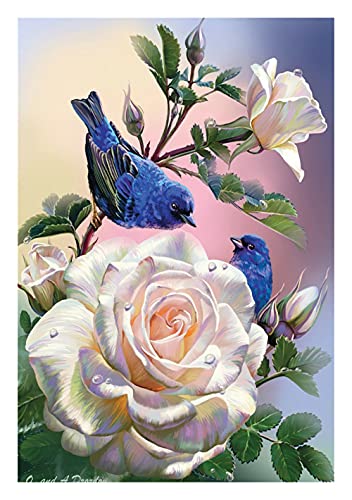 JINGGEGE 5D DIY pintura de diamantes flores rosa en florero kit de punto de cruz taladro completo imagen de diamantes de imitación decoración regalo (Color: ZS3103, tamaño: taladro cuadrado 50 x 70 cm