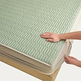 Matratzenschoner Weicher 70X140,80x190/200,140x190/200,160x190/200 Matratzenauflage Baumwolle Bis 30cm Höhe Atmungsaktiv Waschbarer Topper/Bezug für Matratzen Gestepptes Spannbettlaken(60x120cm,Green)