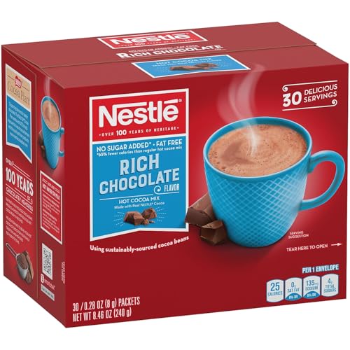Nestle Cocoa Mix No Sugar Added 30 Count .28 Oz Packets