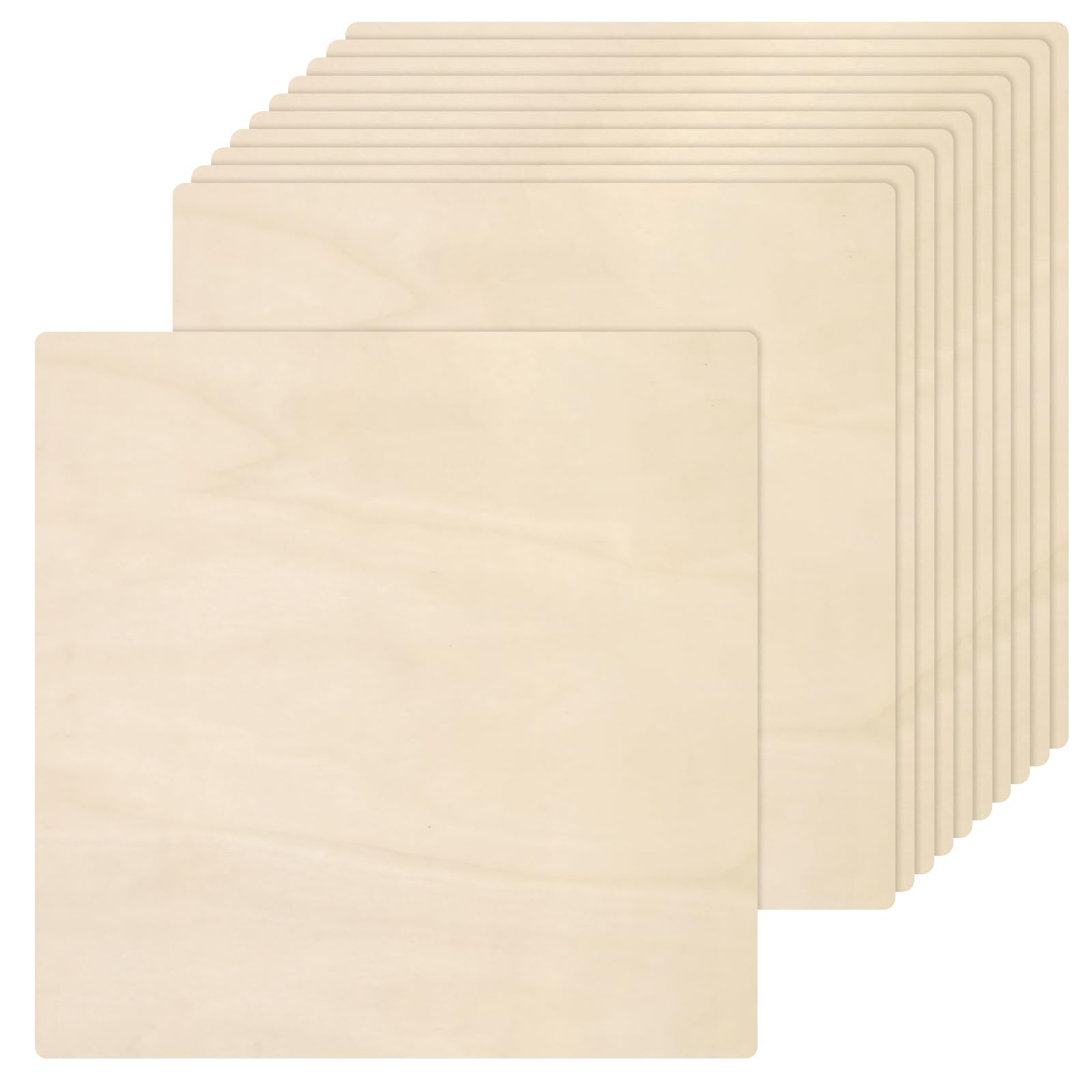 SOUJAP 10 PCS 300 x 300 mm Plywood Sheets, 3 mm Unfinished Square Wood Boards for Craft and Model