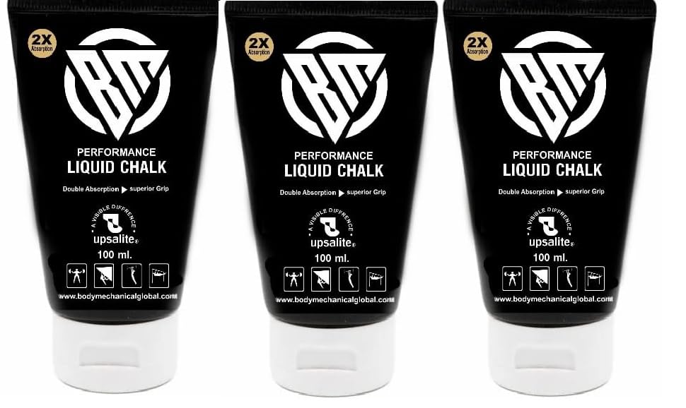 Body Mechanics Liquid Chalk Tube (120 ml) for Weightlifting, Calisthenics, Gymnastics, Rock Climbing, and Dancing. Experience a Stronger Grip and Better Results with Sweat Resistant (3)