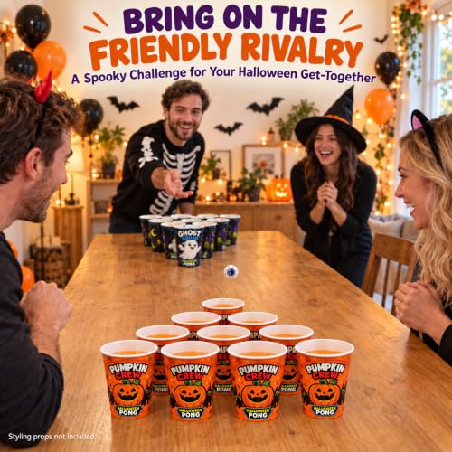 Halloween Games, 32PCS Halloween Pong Games Set, Halloween Party Games with Pumpkin Cups and Eye Ball Toss Cups, Fun Party Games for Adults Boys Girls Students, Halloween Party Cups Set — photo 4