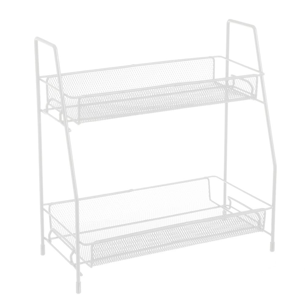 LOLAhome | Especiero Cocina con 2 Estantes | Organizador Especias y Condimentos| Estantería Pequeña Metálica para Cocina y Baño| Organización Armario y Despensa | Metal Blanca de 31x17x33 cm