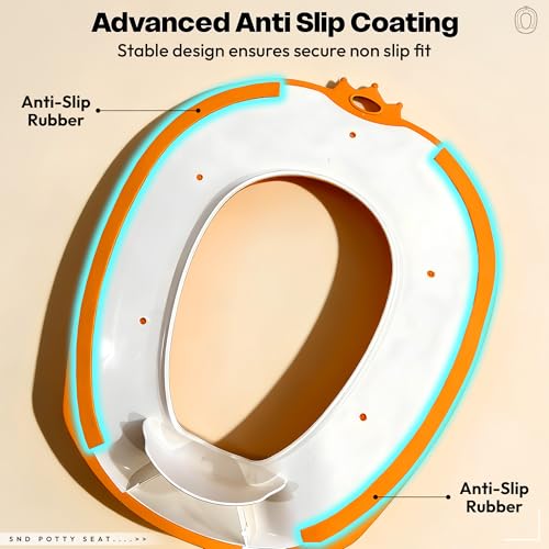 Image of StarAndDaisy Potty Seat /Chair for Kids 1-5 Years / 3-In-1 Baby Toilet Training Seat with Anti-Skip Pads, Removable Potty Pot, Potty Training Seat for Baby & Kids (Star Orange)