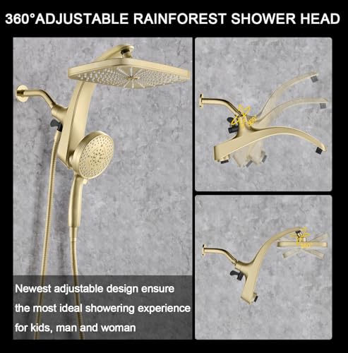 Image of Rain Shower Head with Handheld Showerhead, Glod 1.75GPM 460311