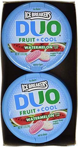 Ice Breakers Duo Fruit + Cool Watermelon Flavor Sugar Free Mints 8-1.3 Oz Tins #TOP1