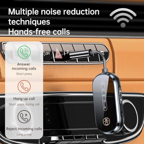 Émetteur Bluetooth 5.3 pour voyage en avion et trajets en voiture avec stéréo AUX