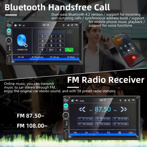 Double Din Car Stereo With Apple Carplay Android Auto,7 Inch Touch Screen Bluetooth Car Radio Receiver With Backup Camera,Fm,Mirror Link Car Navigation,Steering Wheel Controls,Subwoofer/Usb/Tf/Aux #TOP3