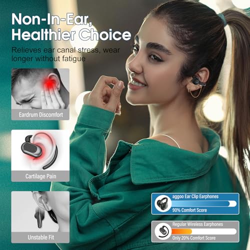 Image of Open Ear Earbuds Wireless Clip on Headphones Bluetooth 5.4 Ear Buds with DNN Noise Cancelling, 48H Playtime, Low Latency, Fashion Design, Secure Fit, Clear Sound for Music & Calls