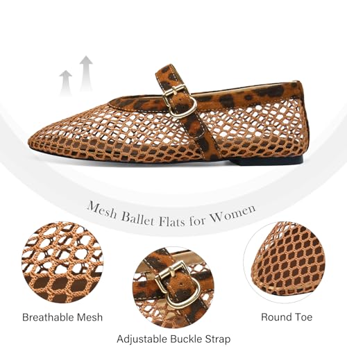 Mesh Ballet Flats for Women Round Toe Buckle Strap Comfy Casua Office Ballerina Mary Jane Flats Shoes2