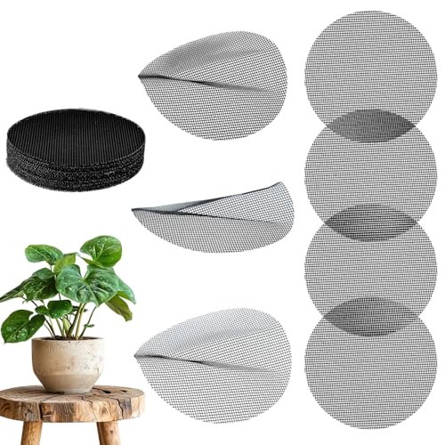 oruola 50 Pcs Flower Pot Hole Mesh Pad,4 Inch Round Black Plant Pot Mesh Drainage Screen,Prevent Soil Loss, Bonsai Bottom Plant Drainage Insert for Garden Outdoor Potted Plants