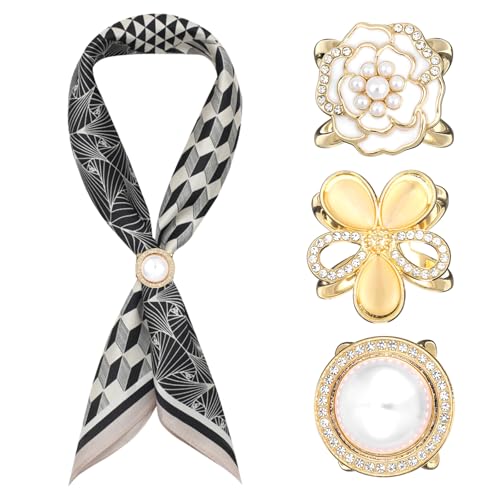 3 PCS Scarf Rings Buckle And Slides Silk Scarf Ring Clip Cute T-Shirt Clips Scarves Pin Clothing Ring Wrap Holder Waist Clip Buckle for Women Ties Fashion Metal Clothing Accessories Christmas