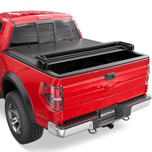 MOSTPLUS Quad 4-Fold 5.5 FT Soft Fold Truck Bed Tonneau Cover Compatible for 2009-2014 Ford F150 F-150 Styleside (Excl Raptor Series)