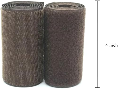 Miniatura 2 de Cinta de velcro marrón de 4 pulgadas de ancho para coser, no adhesiva, 1 yarda de longitud, color café, nailon, cinta de velcro, juego de